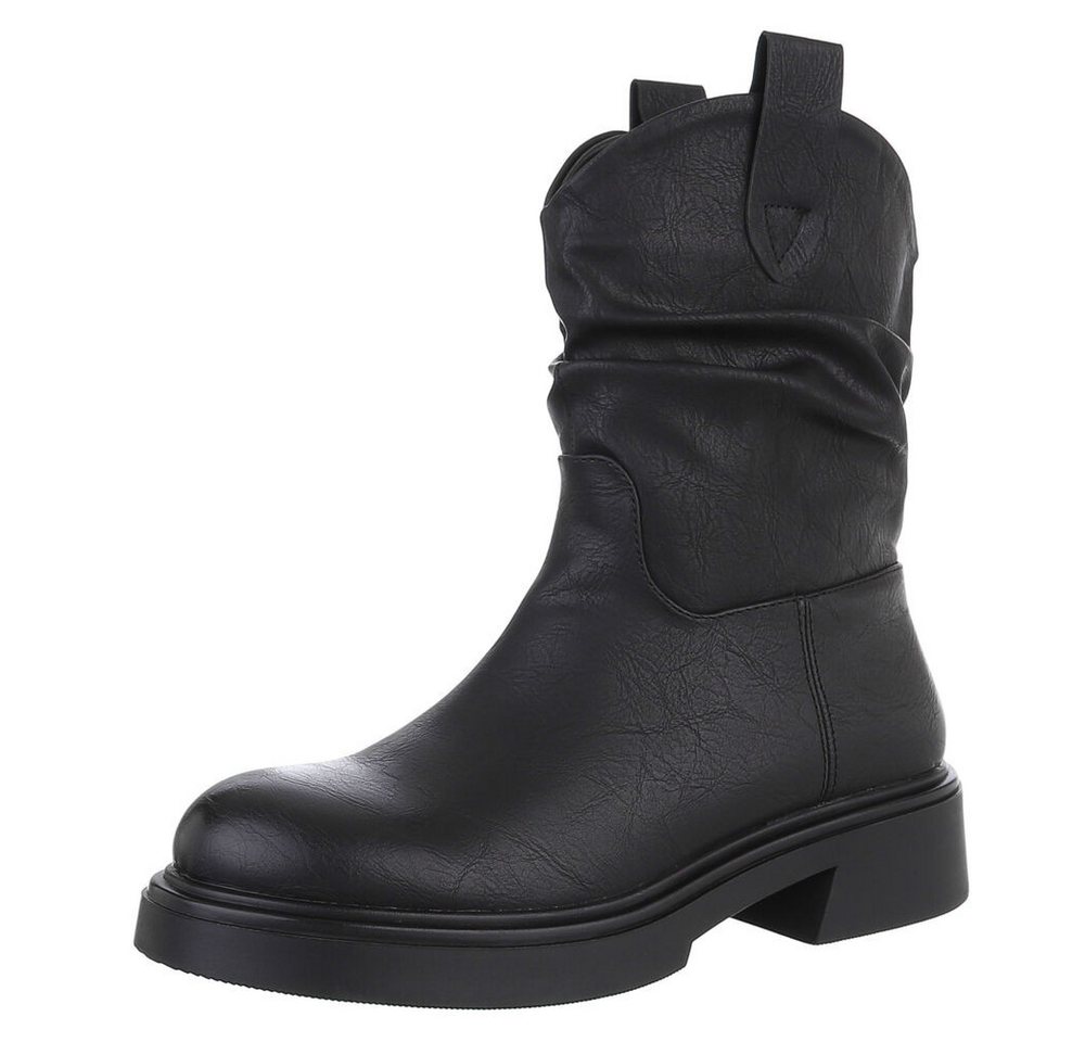 Ital-Design Damen Freizeit Plateaustiefelette (87740211) Blockabsatz Stiefeletten in Schwarz