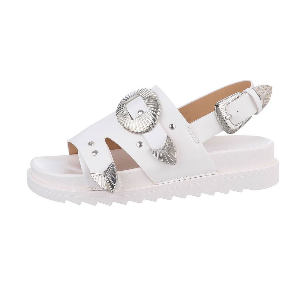 Ital-Design Damen Freizeit Riemchensandalette (85960149) Keilabsatz/Wedge Keilsandaletten in Weiß