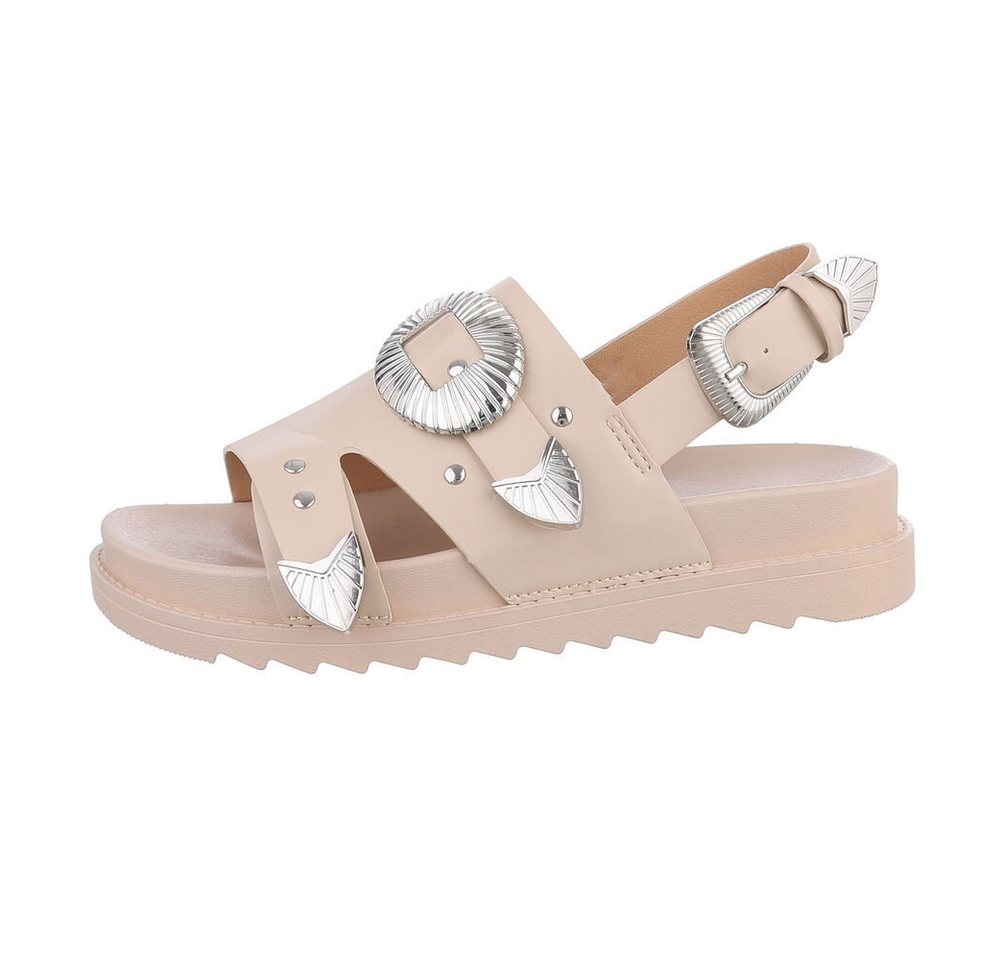 Ital-Design Damen Freizeit Riemchensandalette (85960166) Keilabsatz/Wedge Keilsandaletten in Beige