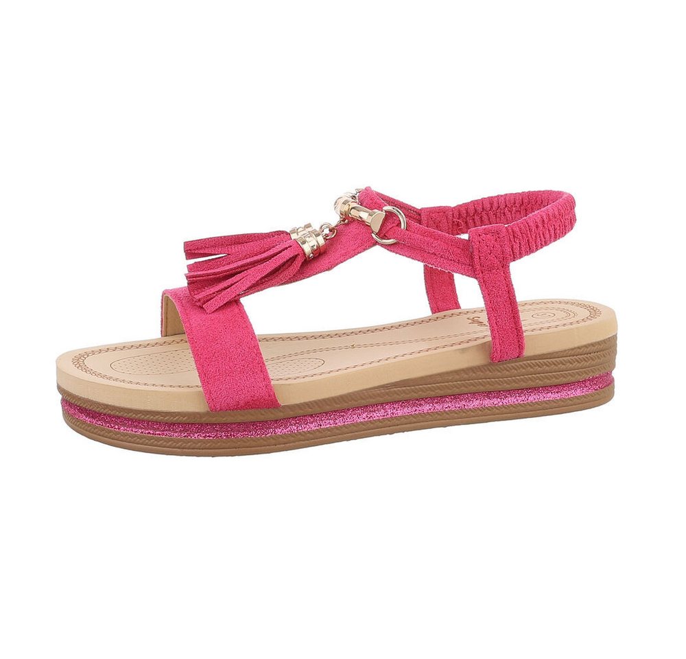 Ital-Design Damen Freizeit Riemchensandalette (85960269) Keilabsatz/Wedge Keilsandaletten in Pink