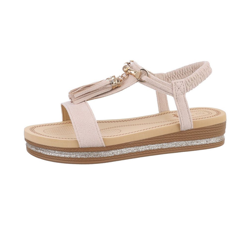 Ital-Design Damen Freizeit Riemchensandalette (85960281) Keilabsatz/Wedge Keilsandaletten in Beige