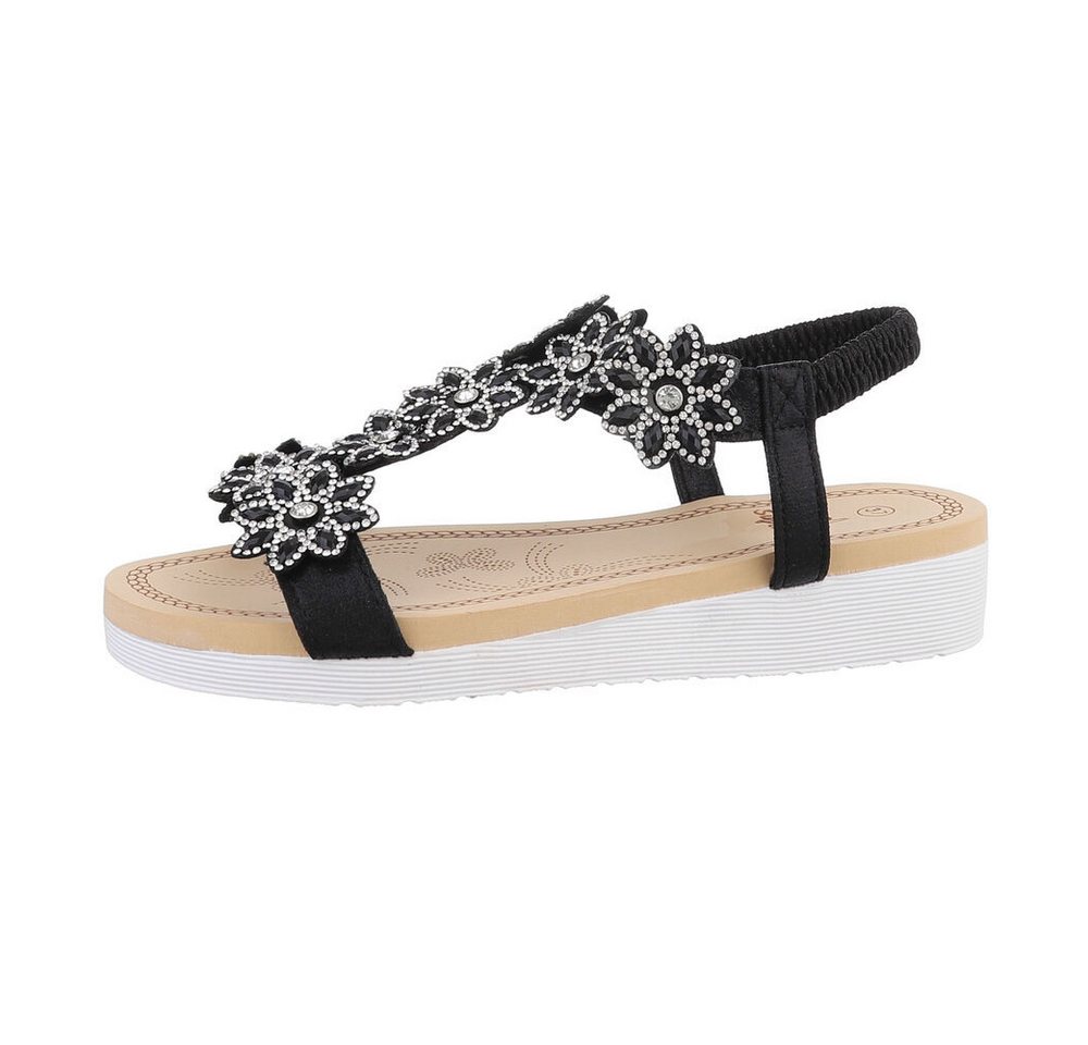 Ital-Design Damen Freizeit Riemchensandalette (85960343) Keilabsatz/Wedge Keilsandaletten in Schwarz