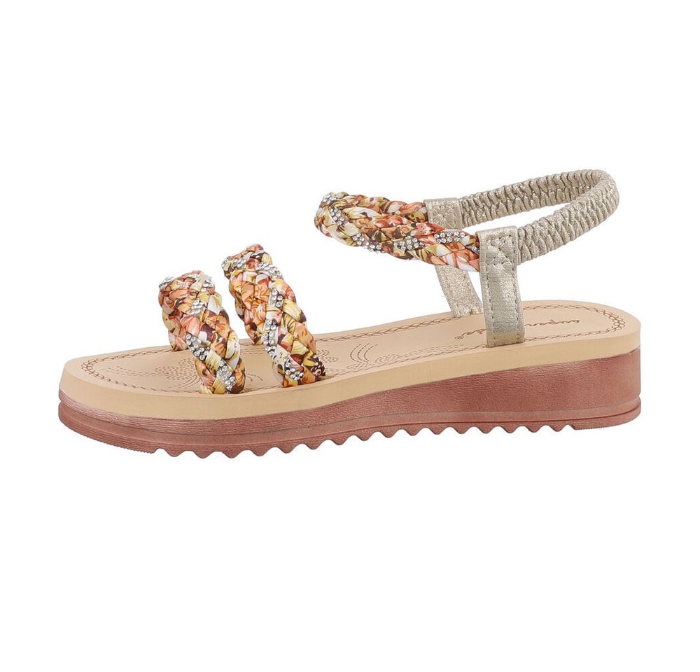 Ital-Design Damen Freizeit Riemchensandalette (85960451) Keilabsatz/Wedge Keilsandaletten in Gold