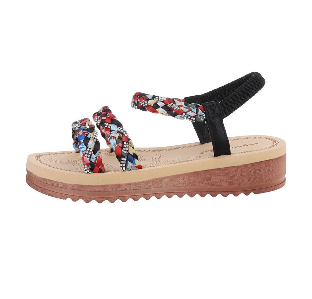Ital-Design Damen Freizeit Riemchensandalette (85960466) Keilabsatz/Wedge Keilsandaletten in Schwarz