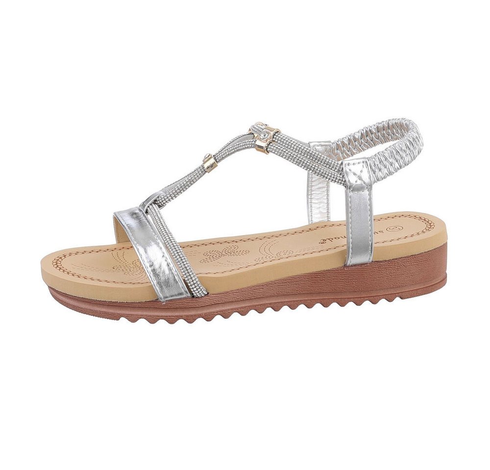 Ital-Design Damen Freizeit Riemchensandalette (85960554) Keilabsatz/Wedge Keilsandaletten in Silber