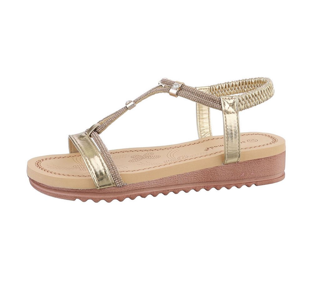 Ital-Design Damen Freizeit Riemchensandalette (85960560) Keilabsatz/Wedge Keilsandaletten in Gold