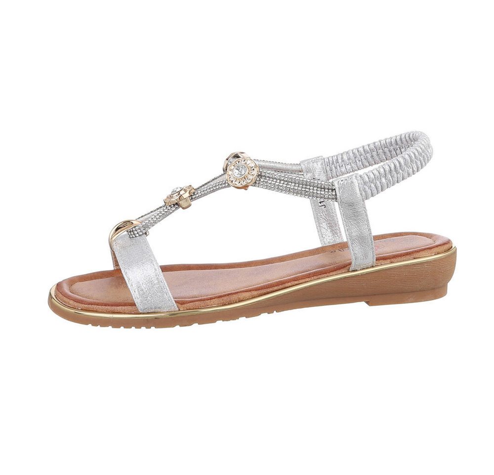 Ital-Design Damen Freizeit Riemchensandalette (86016745) Keilabsatz/Wedge Riemchensandalen in Silber
