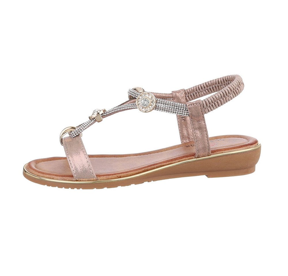 Ital-Design Damen Freizeit Riemchensandalette (86016756) Keilabsatz/Wedge Riemchensandalen in Champagner