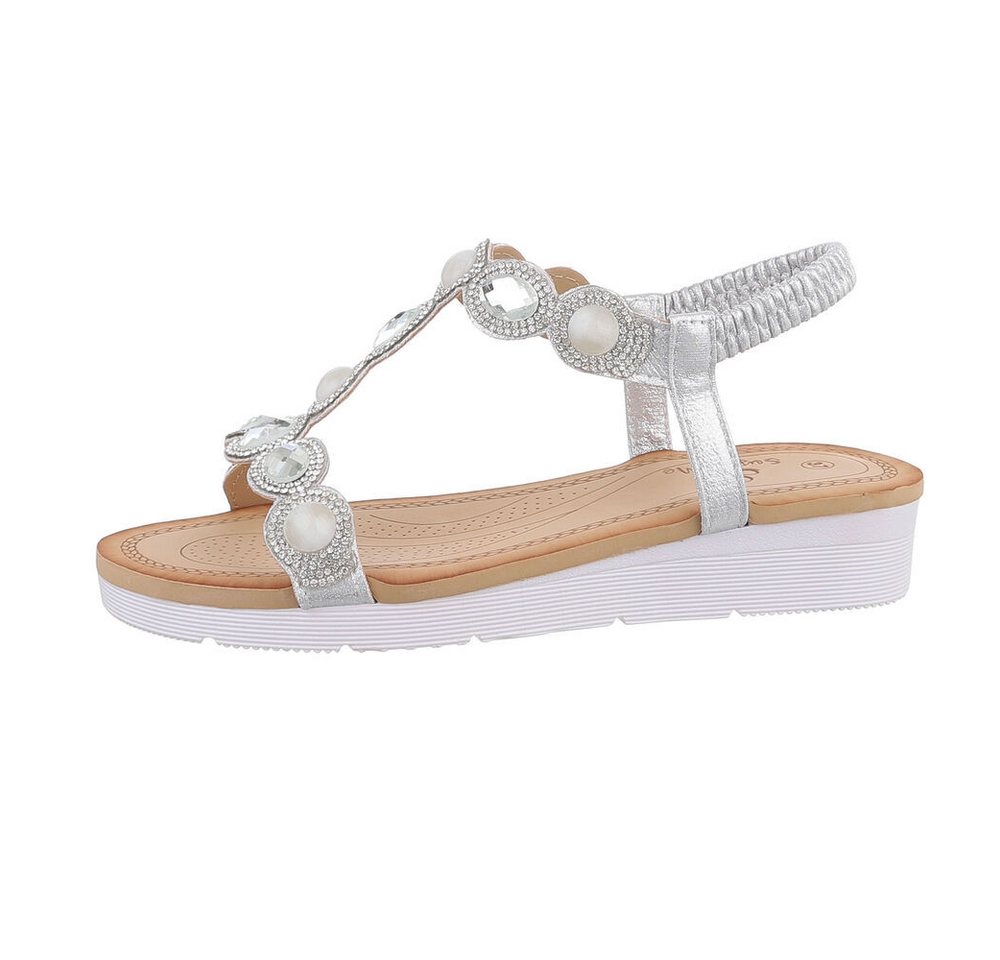 Ital-Design Damen Freizeit Riemchensandalette (86016843) Keilabsatz/Wedge Keilsandaletten in Silber