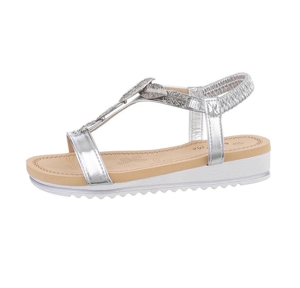 Ital-Design Damen Freizeit Riemchensandalette (86016898) Keilabsatz/Wedge Keilsandaletten in Silber