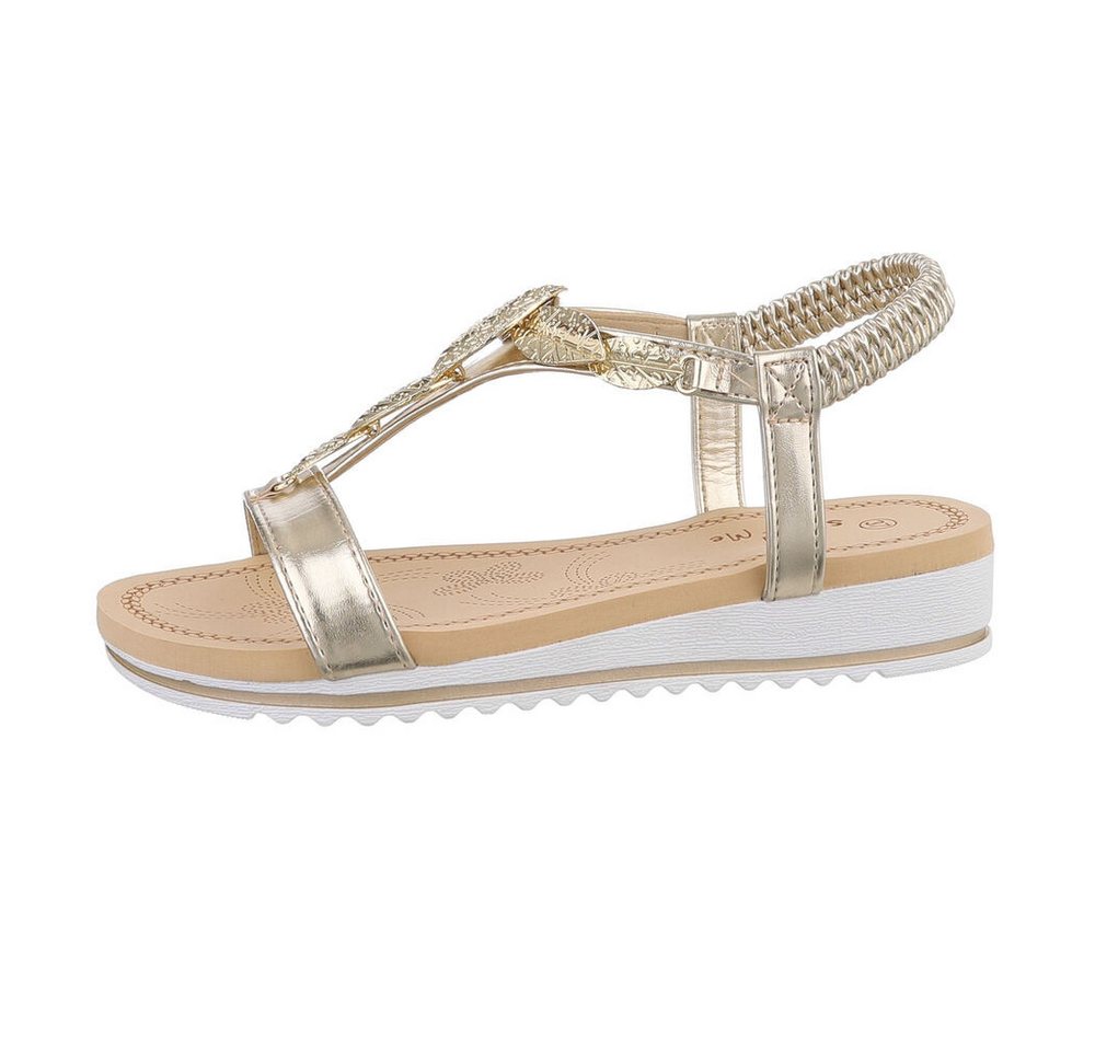 Ital-Design Damen Freizeit Riemchensandalette (86016904) Keilabsatz/Wedge Keilsandaletten in Gold