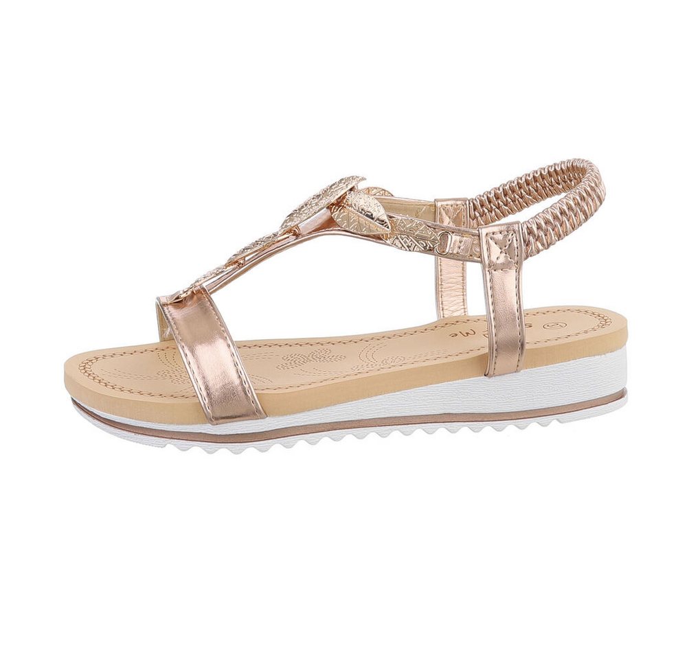 Ital-Design Damen Freizeit Riemchensandalette (86016911) Keilabsatz/Wedge Keilsandaletten in Champagner