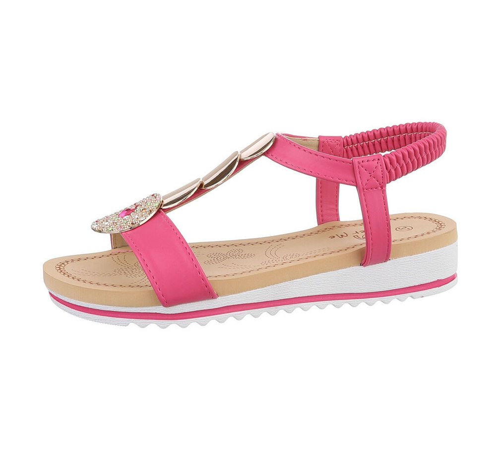 Ital-Design Damen Freizeit Riemchensandalette (86016986) Keilabsatz/Wedge Keilsandaletten in Pink