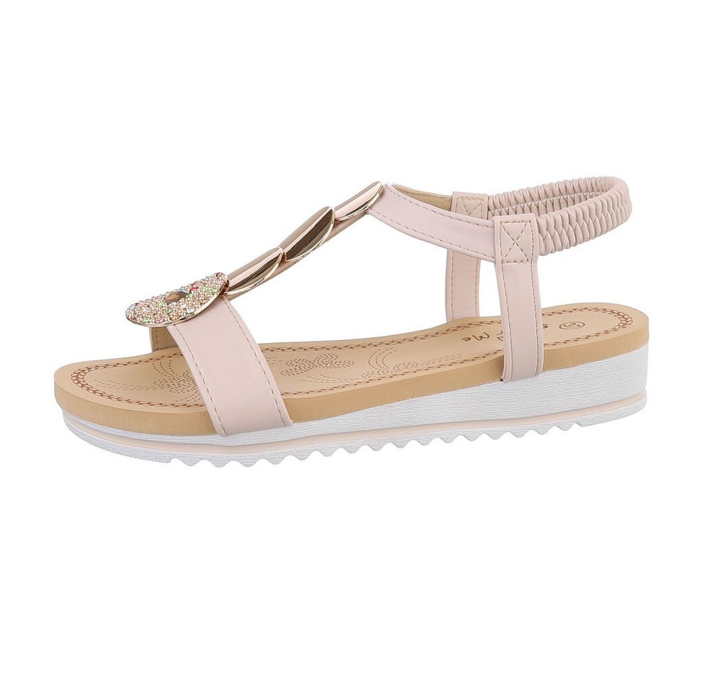 Ital-Design Damen Freizeit Riemchensandalette (86017000) Keilabsatz/Wedge Keilsandaletten in Beige