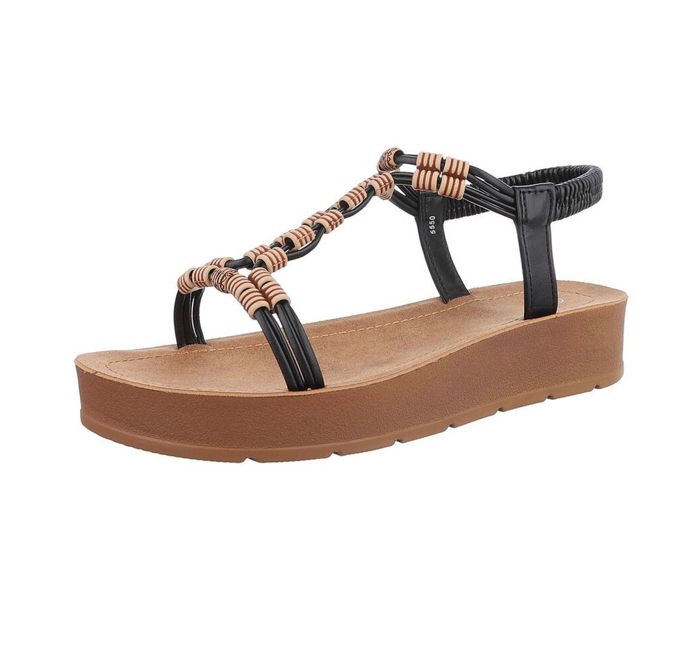 Ital-Design Damen Freizeit Riemchensandalette (86345131) Keilabsatz/Wedge Keilsandaletten in Schwarz