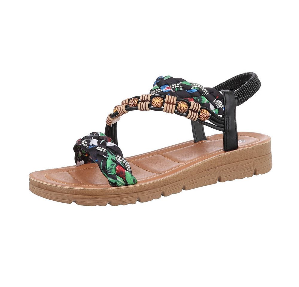 Ital-Design Damen Freizeit Riemchensandalette (86345147) Flach Riemchensandalen in Schwarz