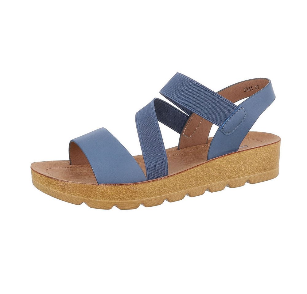 Ital-Design Damen Freizeit Riemchensandalette (86345232) Keilabsatz/Wedge Keilsandaletten in Blau