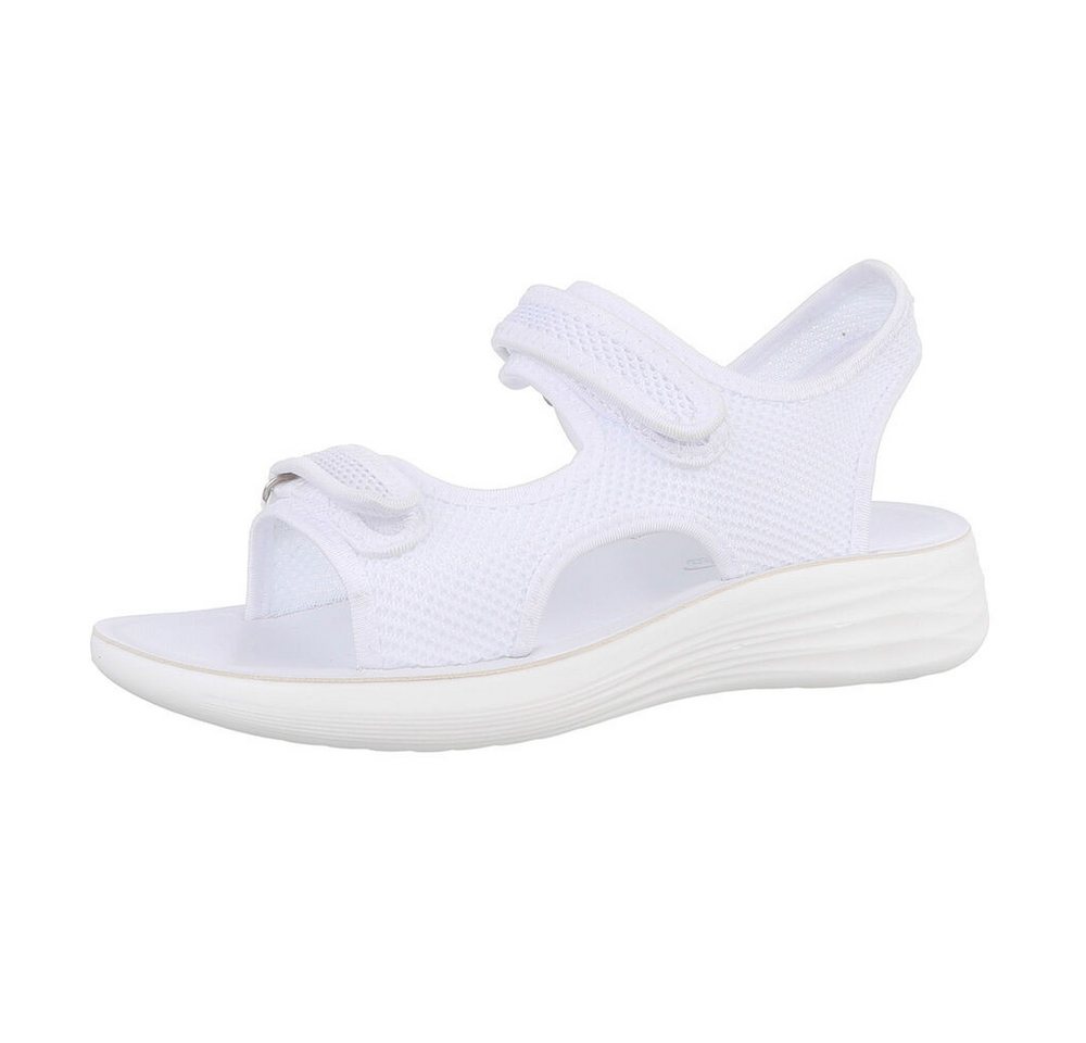 Ital-Design Damen Freizeit Riemchensandalette (86527288) Keilabsatz/Wedge Keilsandaletten in Weiß