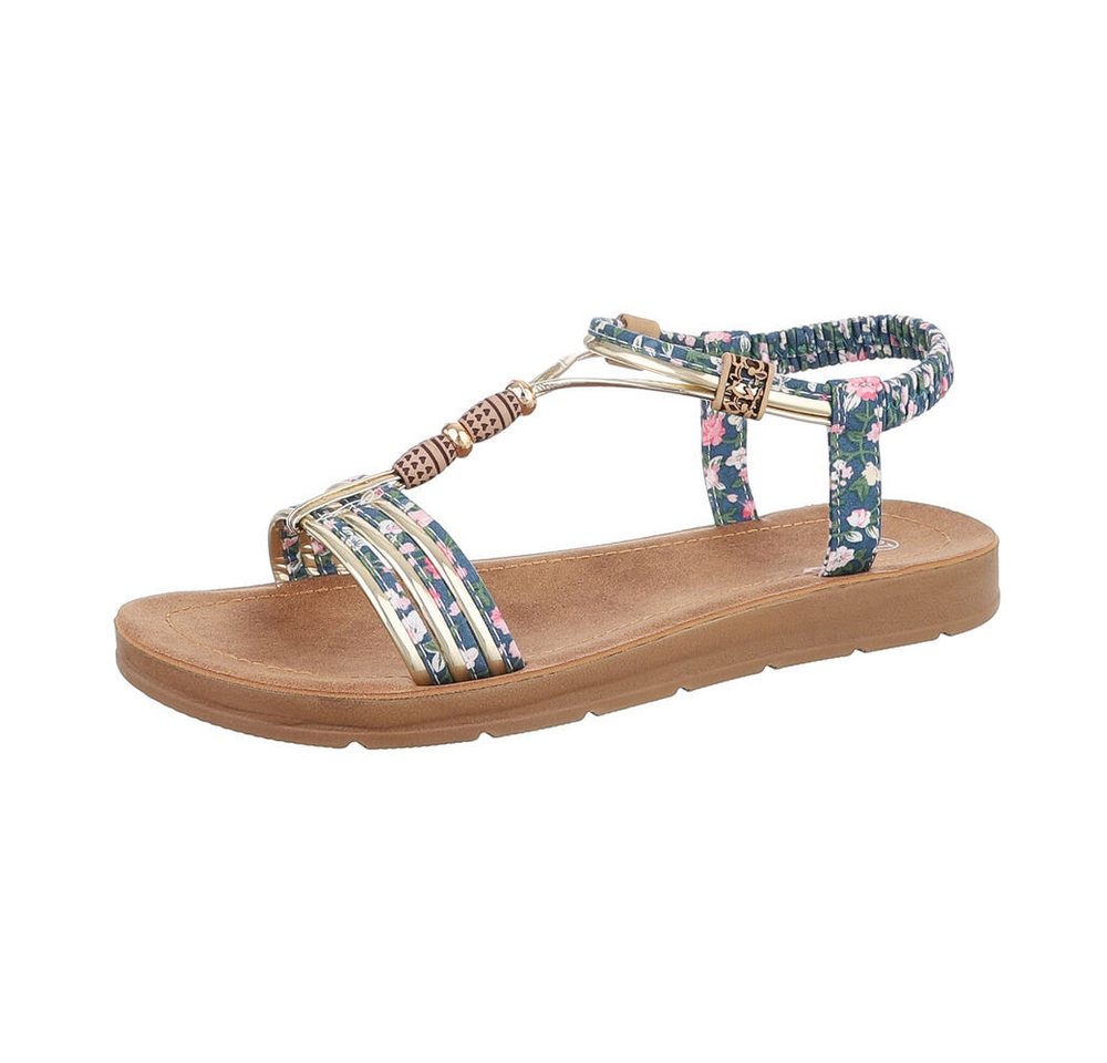 Ital-Design Damen Freizeit Riemchensandalette (86706768) Flach Riemchensandalen in Grün