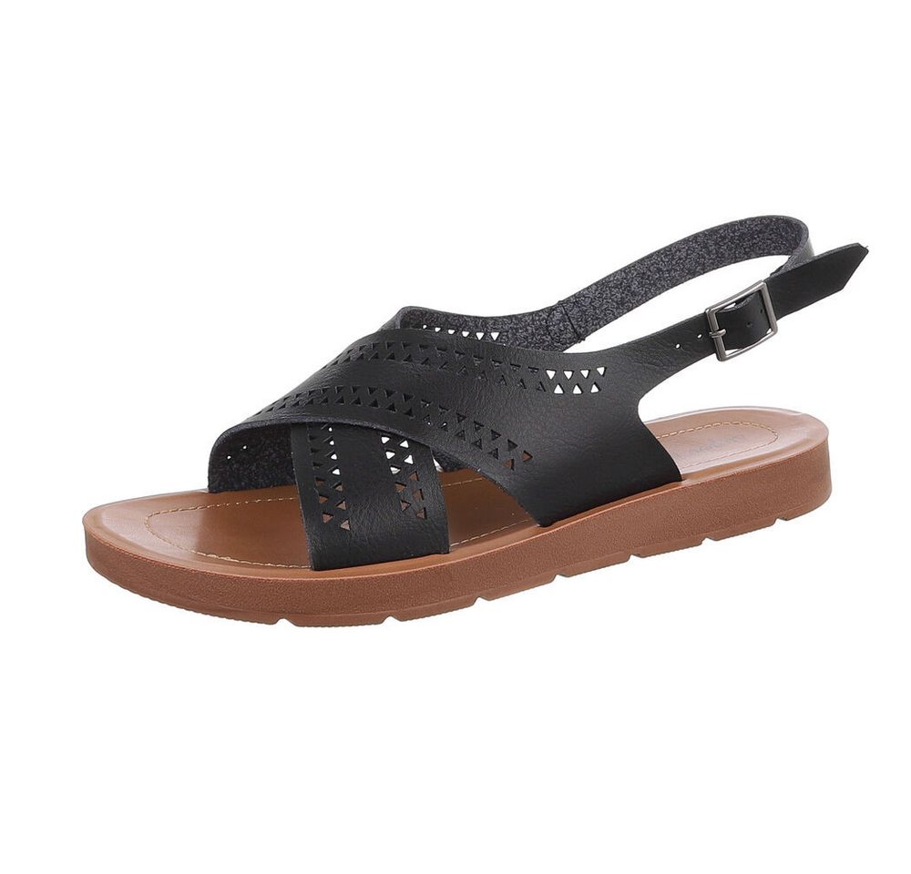 Ital-Design Damen Freizeit Riemchensandalette (86706888) Keilabsatz/Wedge Riemchensandalen in Schwarz