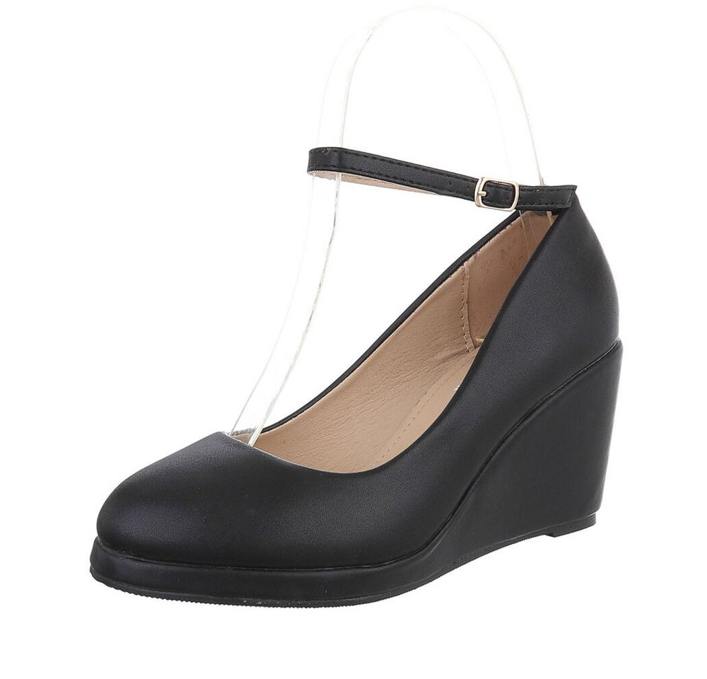 Ital-Design Damen Freizeit Schnürpumps (87118030) Keilabsatz/Wedge Keilpumps in Schwarz
