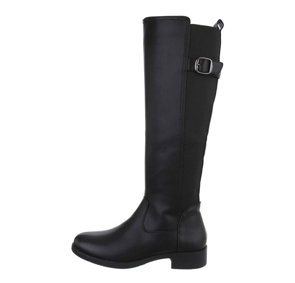 Ital-Design Damen Freizeit Stiefel (85080928) Blockabsatz Flache Stiefel in Schwarz