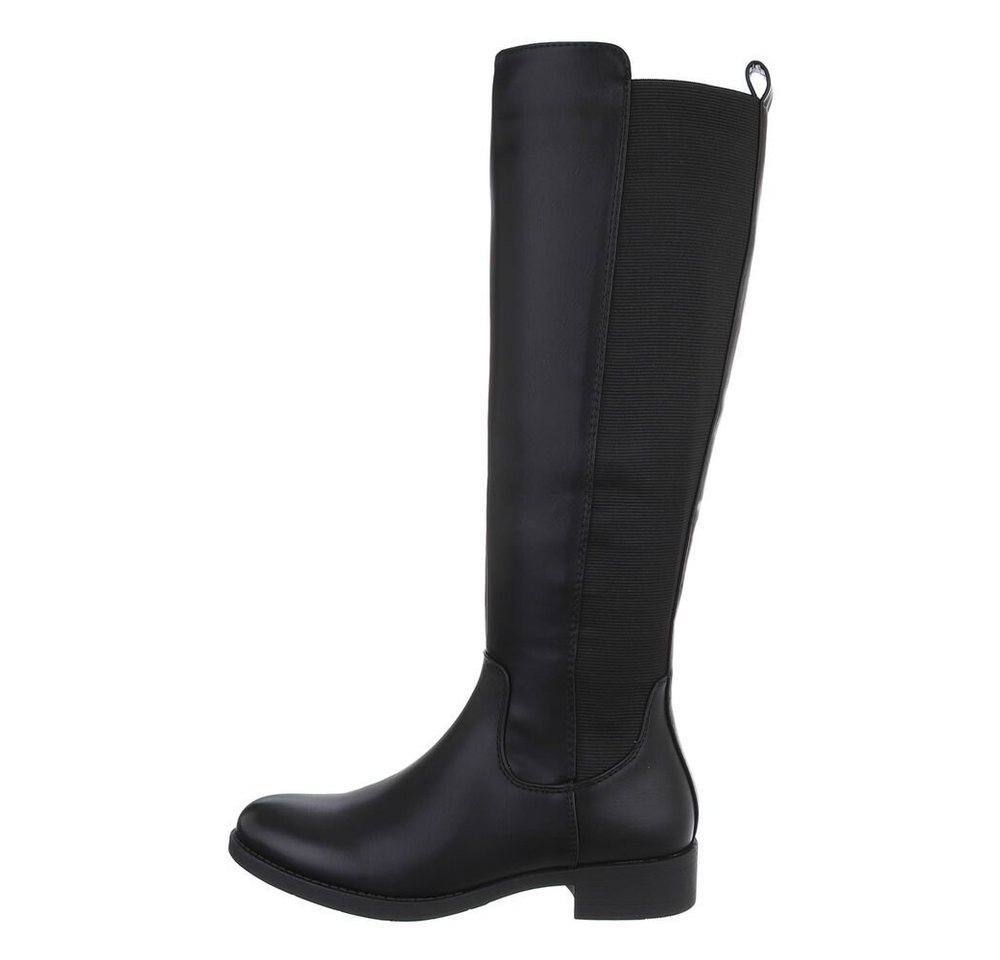 Ital-Design Damen Freizeit Stiefel (85080977) Blockabsatz Flache Stiefel in Schwarz