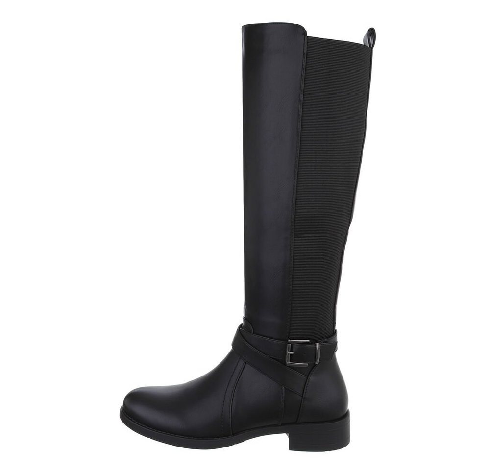 Ital-Design Damen Freizeit Stiefel (85081067) Blockabsatz Flache Stiefel in Schwarz