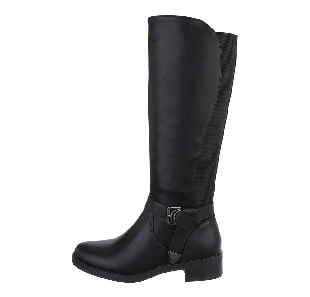 Ital-Design Damen Freizeit Stiefel (85757827) Blockabsatz Flache Stiefel in Schwarz