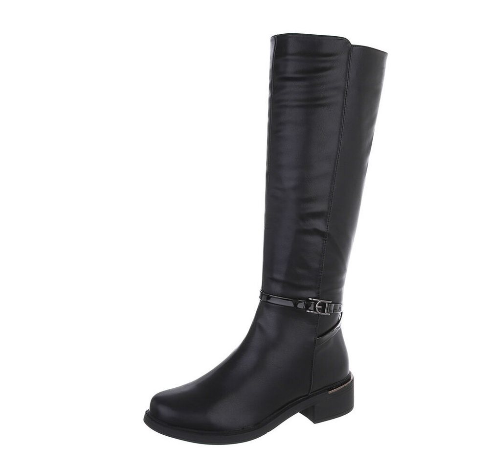 Ital-Design Damen Freizeit Stiefel (87108801) Blockabsatz Klassische Stiefel in Schwarz