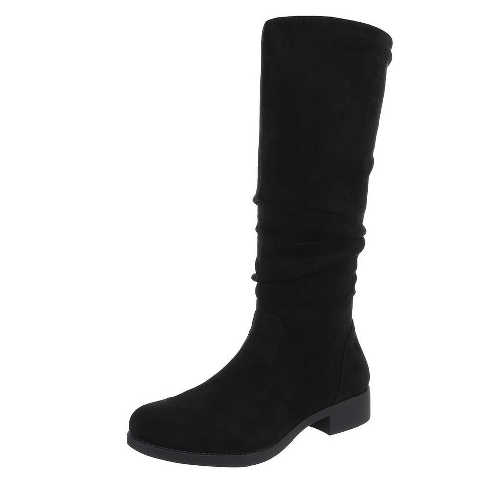 Ital-Design Damen Freizeit Stiefel (88577476) Blockabsatz Flache Stiefel in Schwarz