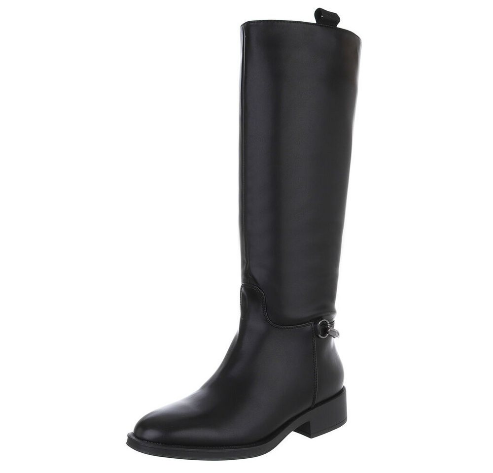 Ital-Design Damen Freizeit Stiefel (88577487) Blockabsatz Flache Stiefel in Schwarz