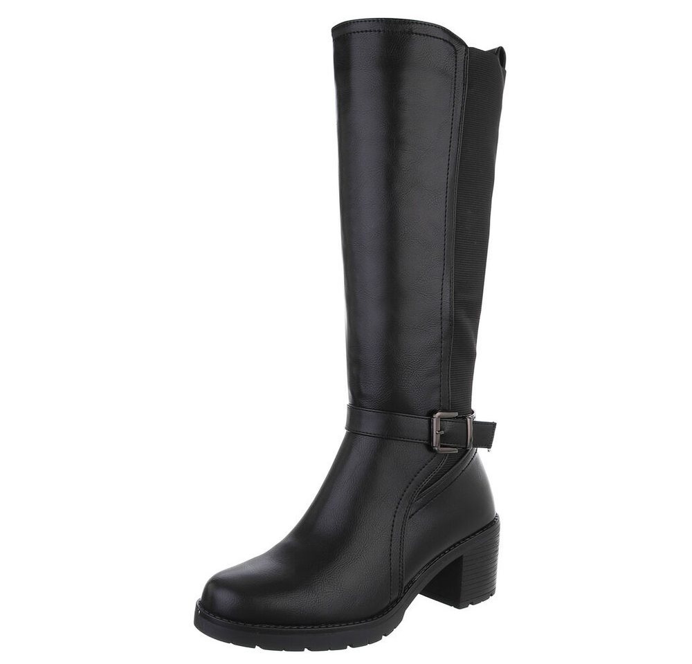 Ital-Design Damen Freizeit Stiefel (88577563) Blockabsatz Stiefel in Schwarz