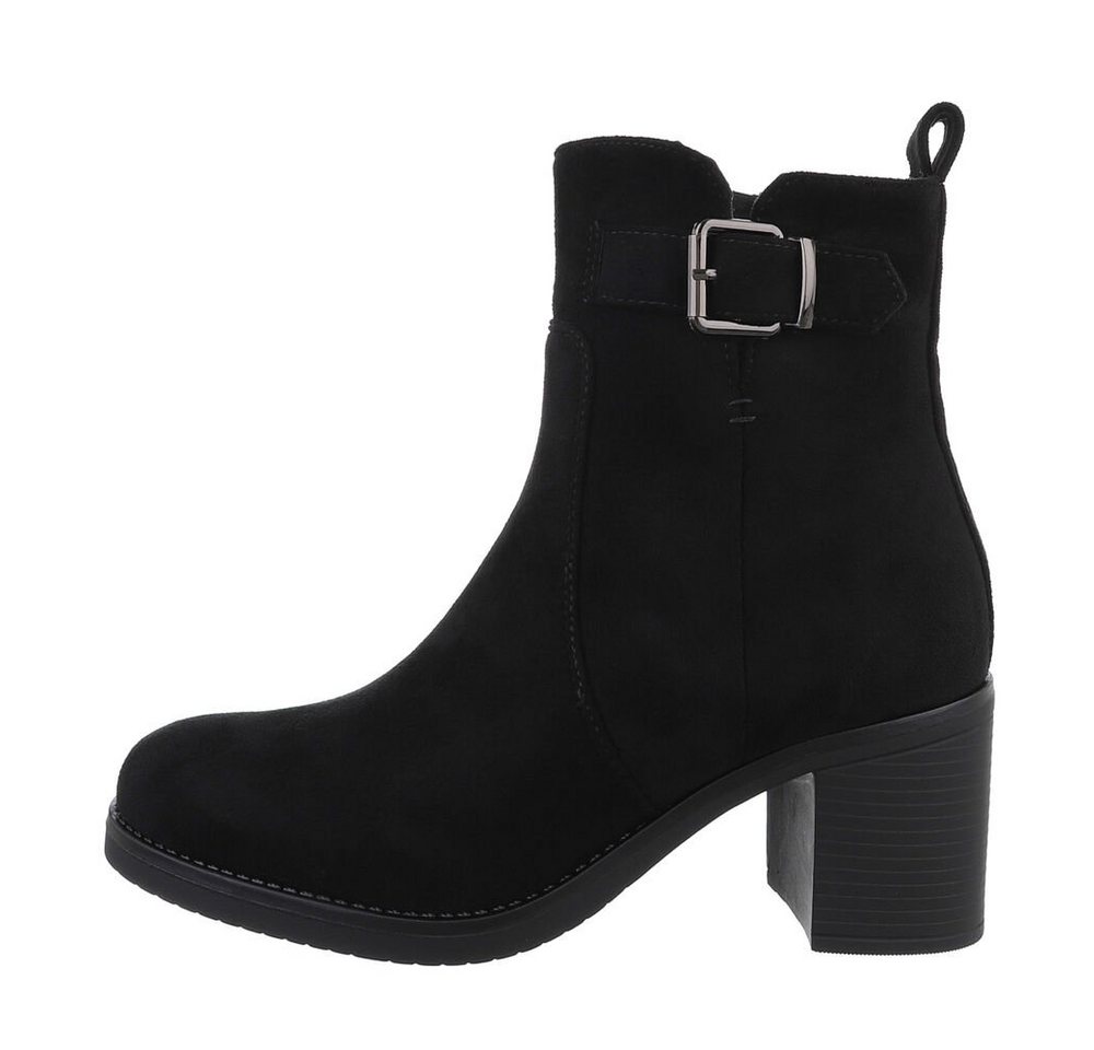 Ital-Design Damen Freizeit Stiefelette (85303586) Blockabsatz Klassische Stiefeletten in Schwarz