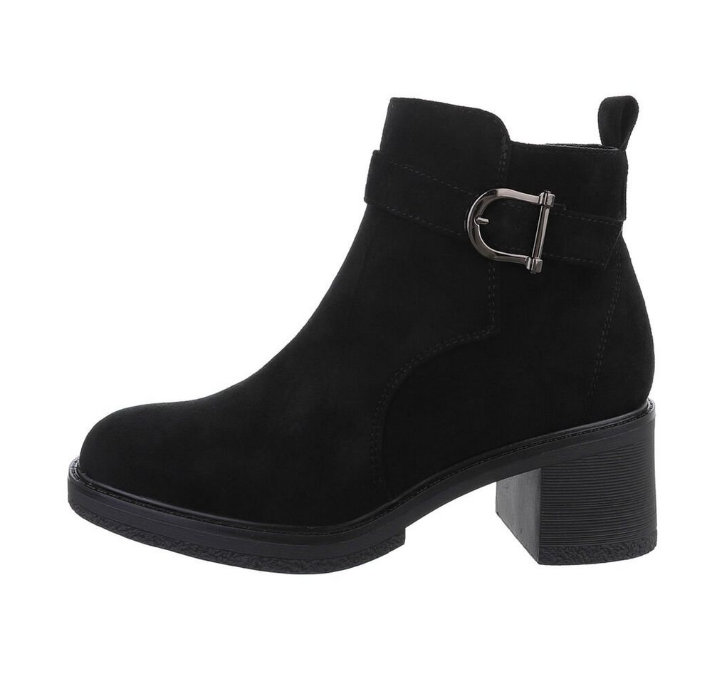 Ital-Design Damen Freizeit Stiefelette (85303604) Blockabsatz Klassische Stiefeletten in Schwarz