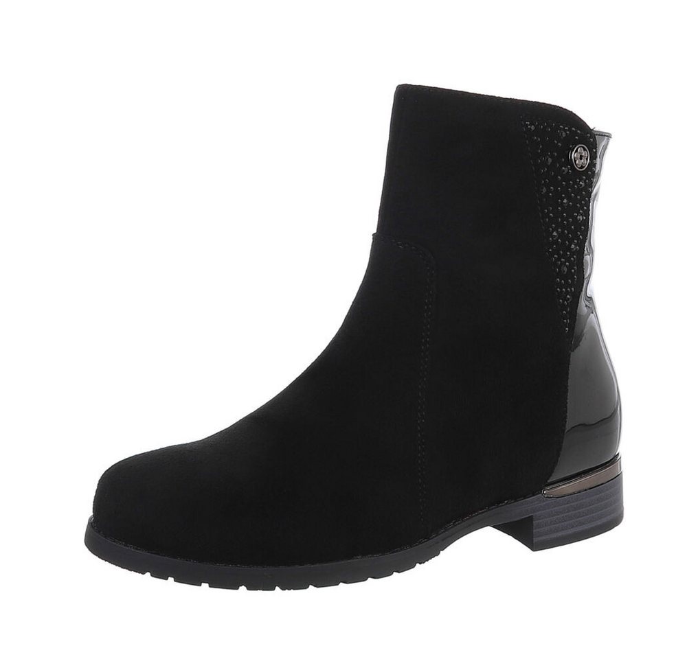 Ital-Design Damen Freizeit Stiefelette (87108827) Blockabsatz Flache Stiefeletten in Schwarz