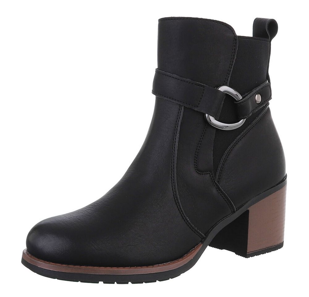 Ital-Design Damen Freizeit Stiefelette (87740222) Blockabsatz Stiefeletten in Schwarz