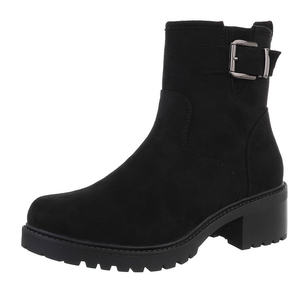 Ital-Design Damen Freizeit Stiefelette (87740244) Blockabsatz Stiefeletten in Schwarz