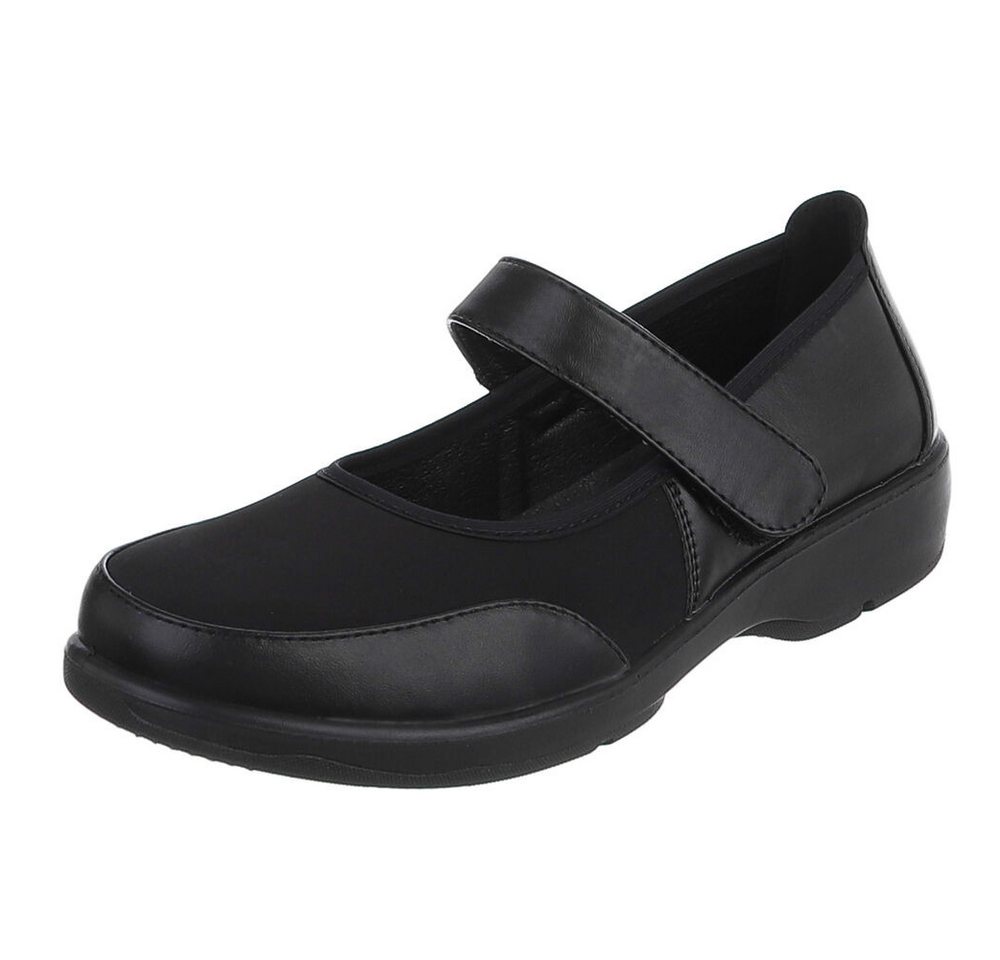 Ital-Design Damen Halbschuh mit Klettverschluss für Alltag Schnürpumps (91783509) Blockabsatz Schnür- & Riemchenpumps in Schwarz