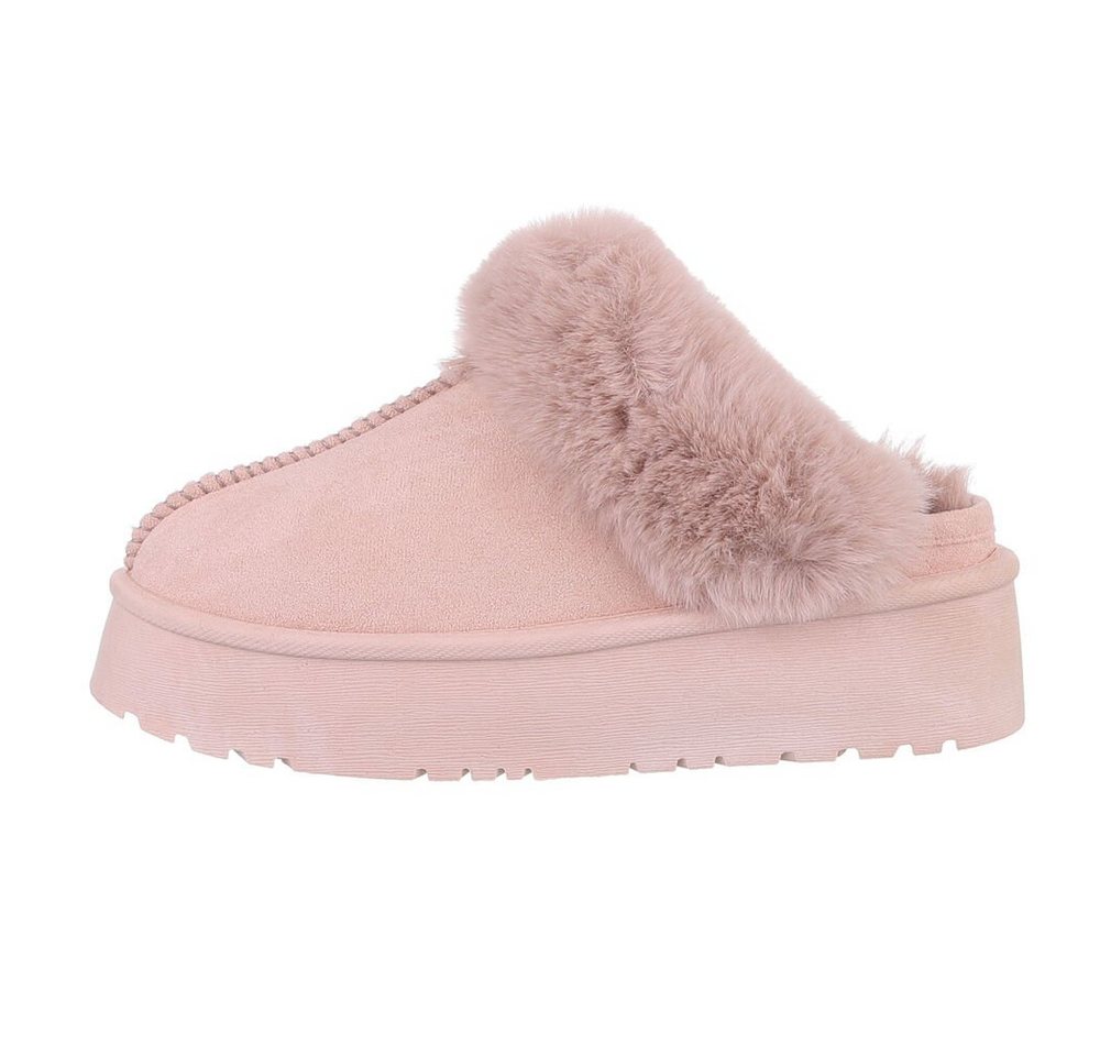 Ital-Design Damen Hausschuhe Freizeit Hausschuh (84337898) Flach Hausschuhe in Rosa