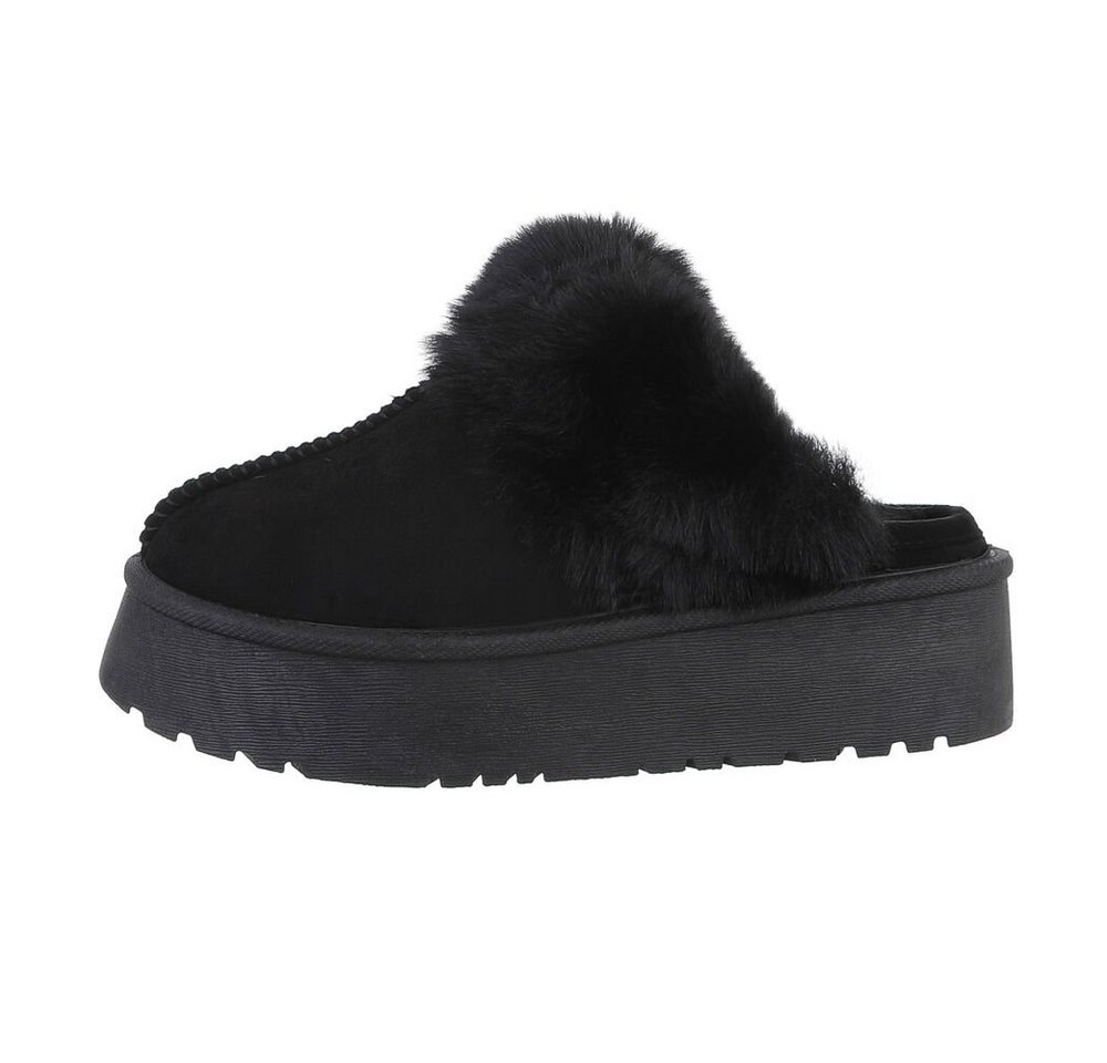 Ital-Design Damen Hausschuhe Freizeit Hausschuh (84337929) Flach Hausschuhe in Schwarz