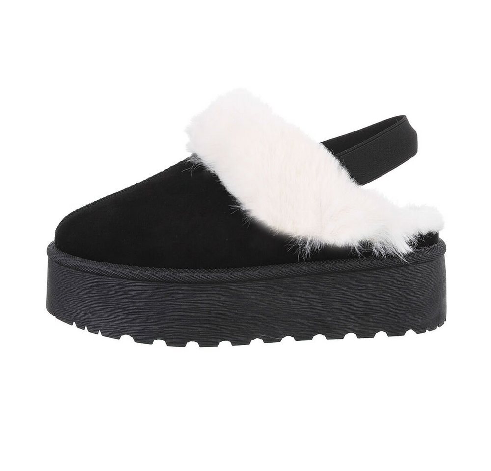 Ital-Design Damen Hausschuhe Freizeit Hausschuh (85080809) Flach Hausschuhe in Schwarz