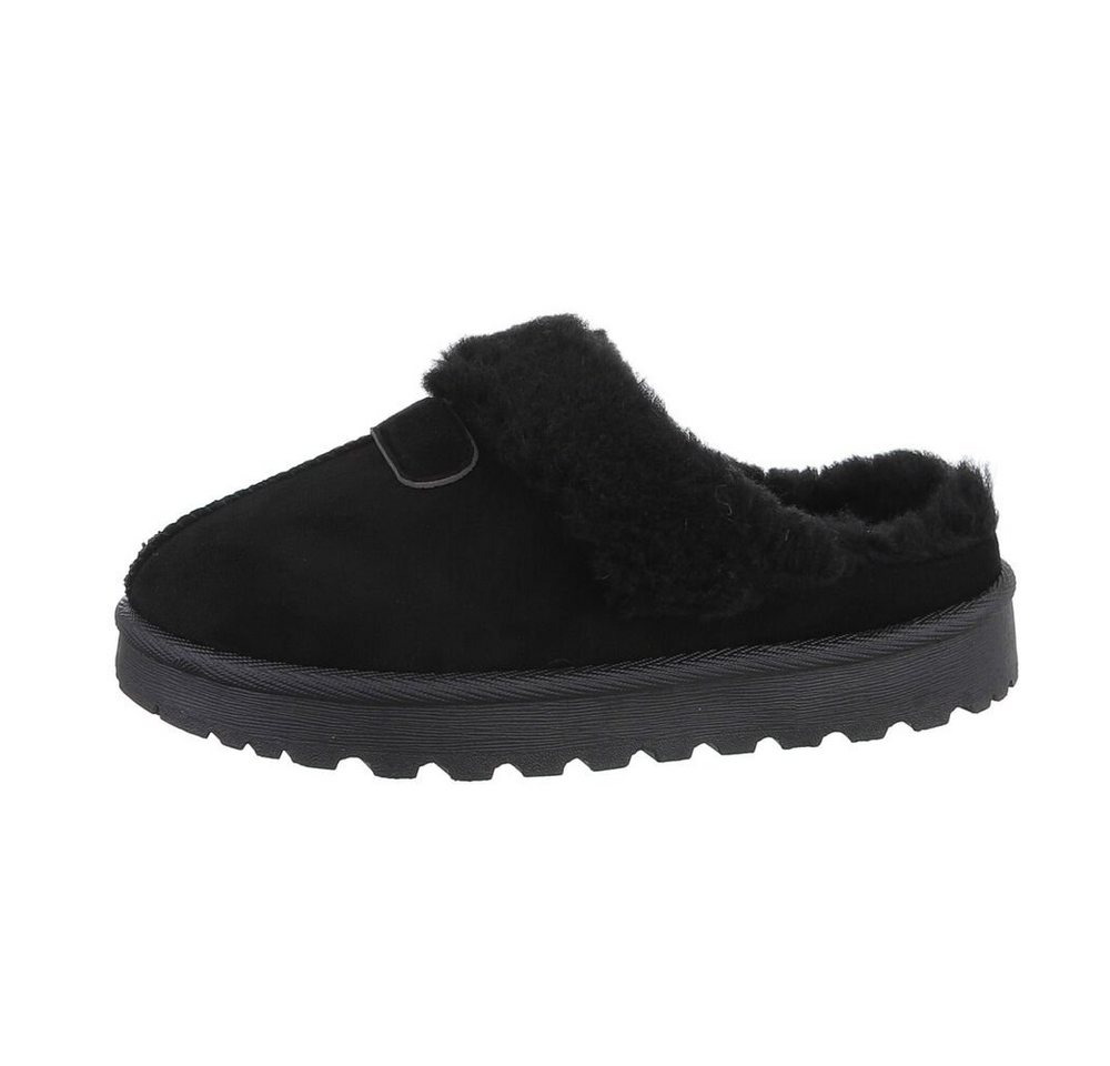 Ital-Design Damen Hausschuhe Freizeit Snowboots (84556790) Flach Hausschuhe in Schwarz