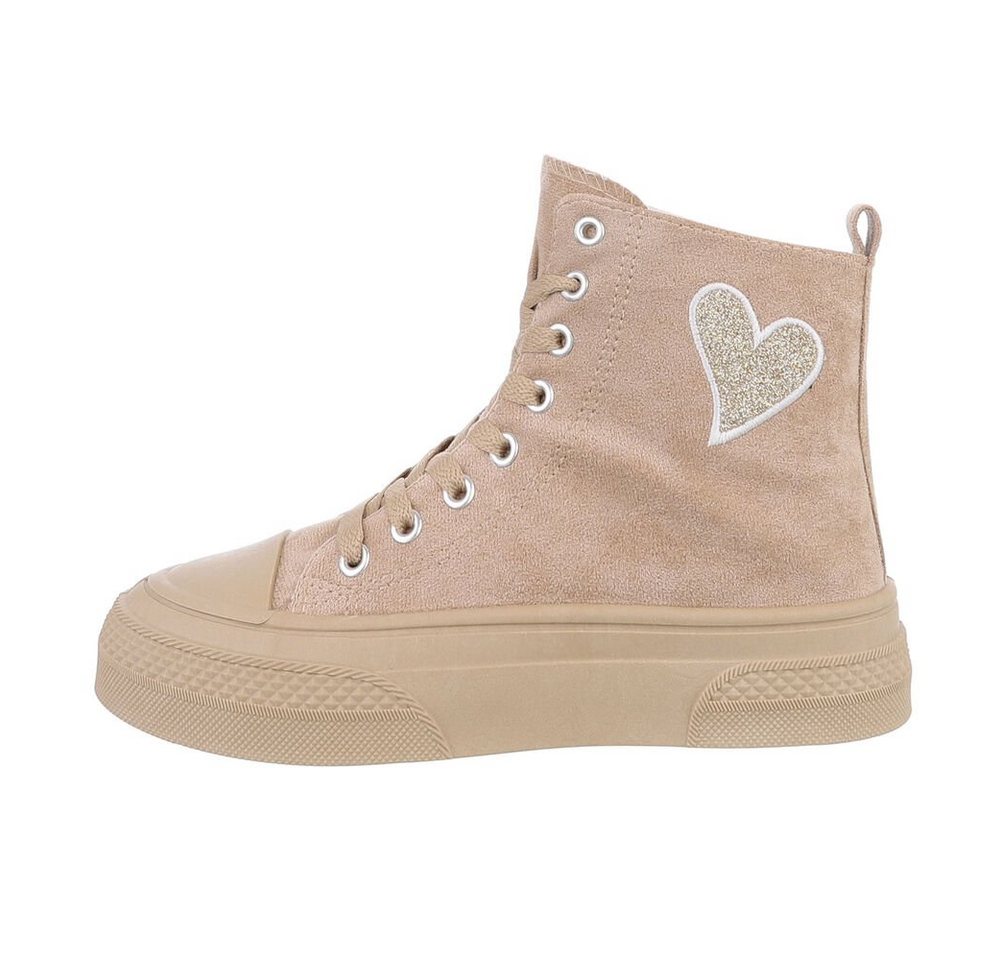 Ital-Design Damen High-Top Freizeit Sneakerboots (84323477) Keilabsatz/Wedge Sneakers High in Hellbraun