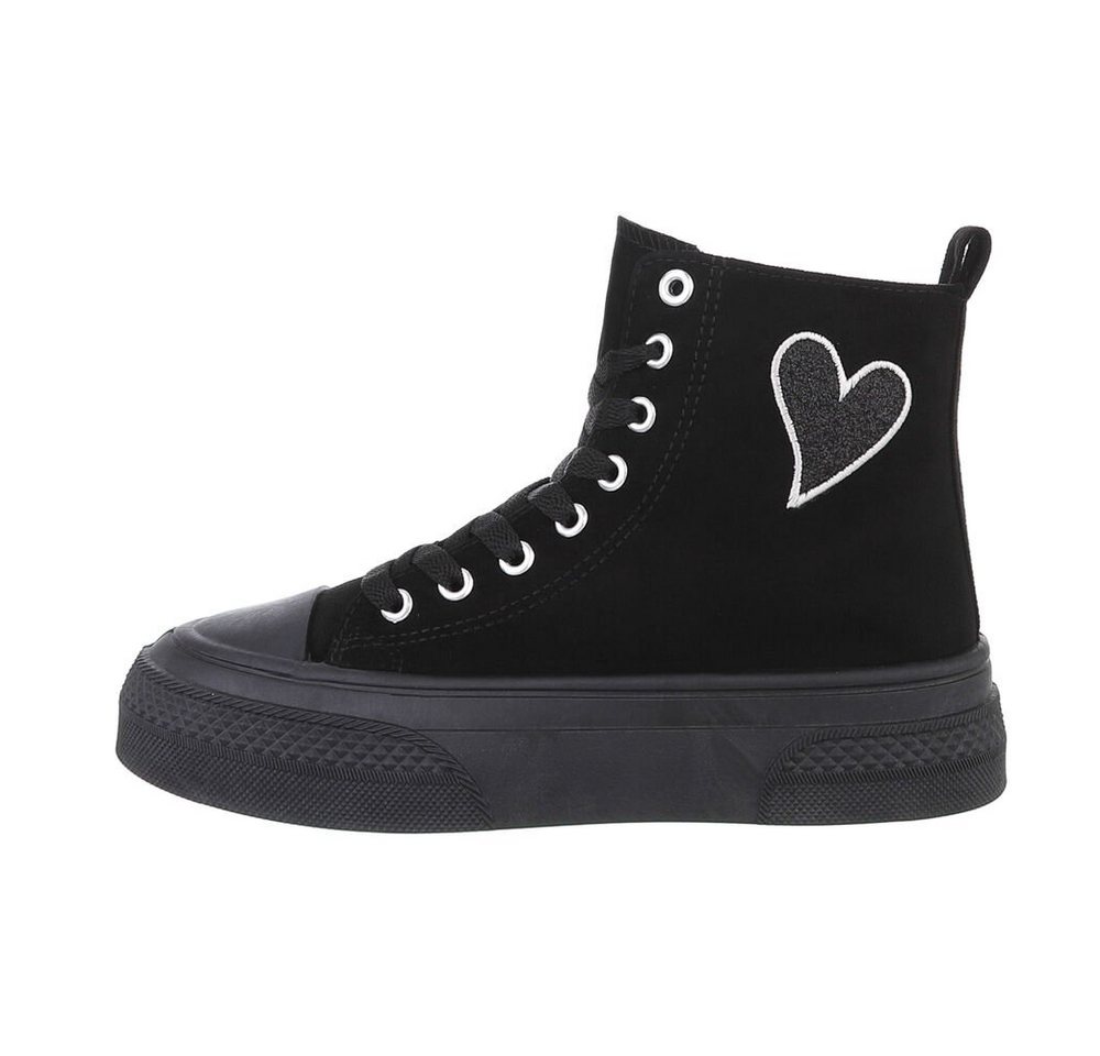 Ital-Design Damen High-Top Freizeit Sneakerboots (84323496) Keilabsatz/Wedge Sneakers High in Schwarz