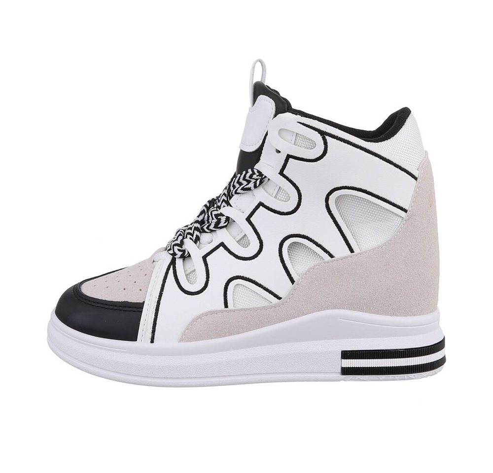 Ital-Design Damen High-Top Freizeit Sneakerboots (84463396) Keilabsatz/Wedge Sneakers High in Weiß