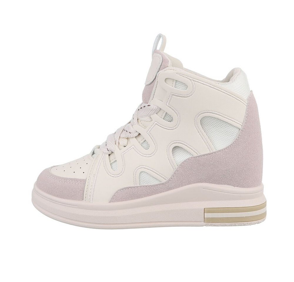 Ital-Design Damen High-Top Freizeit Sneakerboots (84463402) Keilabsatz/Wedge Sneakers High in Creme