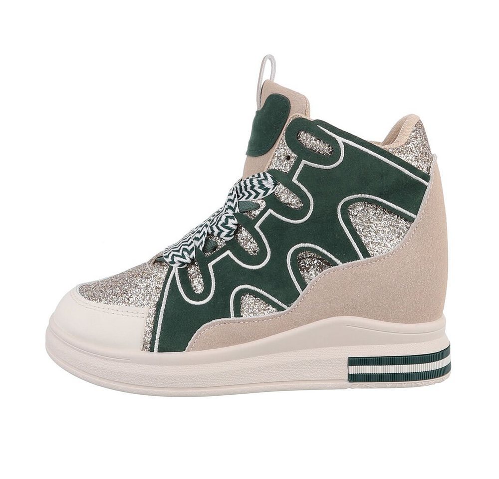 Ital-Design Damen High-Top Freizeit Sneakerboots (84463411) Keilabsatz/Wedge Sneakers High in Grün