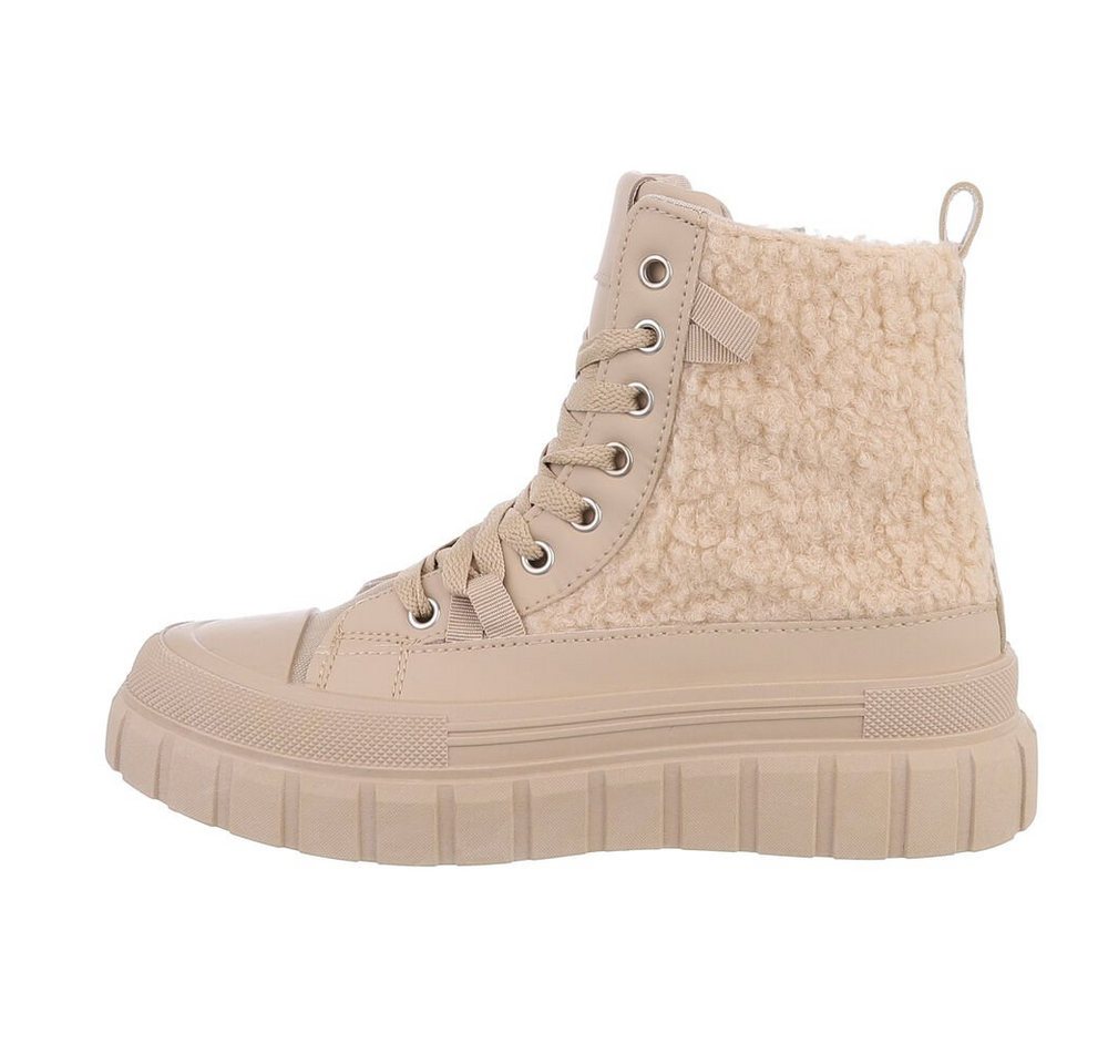 Ital-Design Damen High-Top Freizeit Sneakerboots (85135515) Keilabsatz/Wedge Sneakers High in Hellbraun