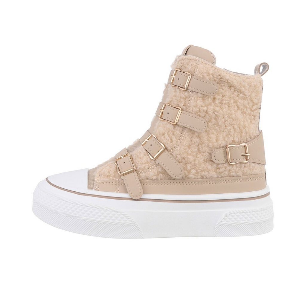 Ital-Design Damen High-Top Freizeit Sneakerboots (85255519) Flach Sneakers High in Hellbraun